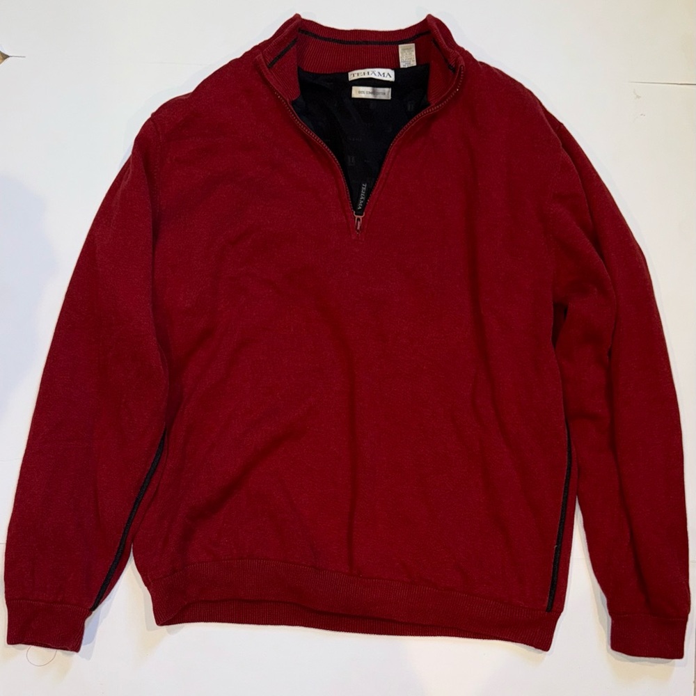 TEHAMA Red Zip-Up Sweater